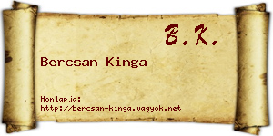 Bercsan Kinga névjegykártya